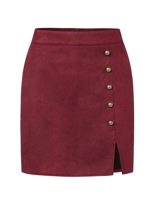 Beaded Mini Skirt with Slit -Guocali