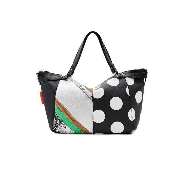 GUOCALI luxury shoulder bag with black polka dots and geometric color block design