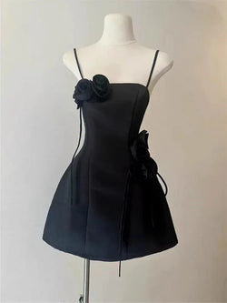 3D Flower Waist Camisole Short Party Dress - Guocali