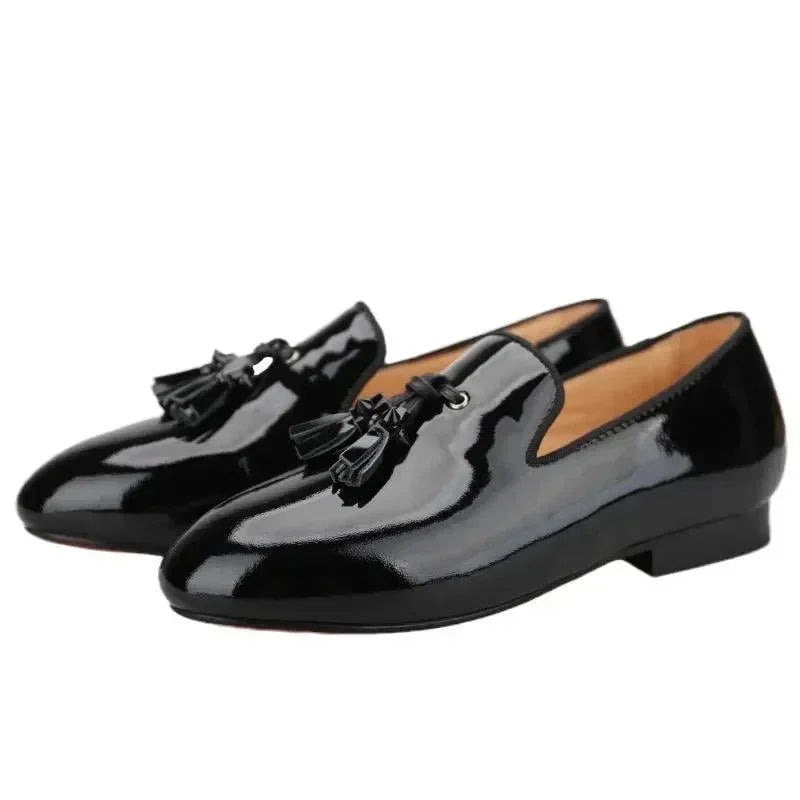 Kids Tassel Dress Loafers - Slip-On Flat Formal Dress Shoes