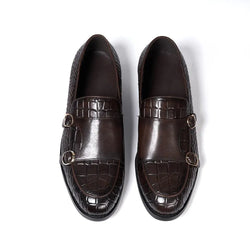Men Apron Toe Dress Loafers - Buckles Monk Strap Formal Dress Shoes - Guocali