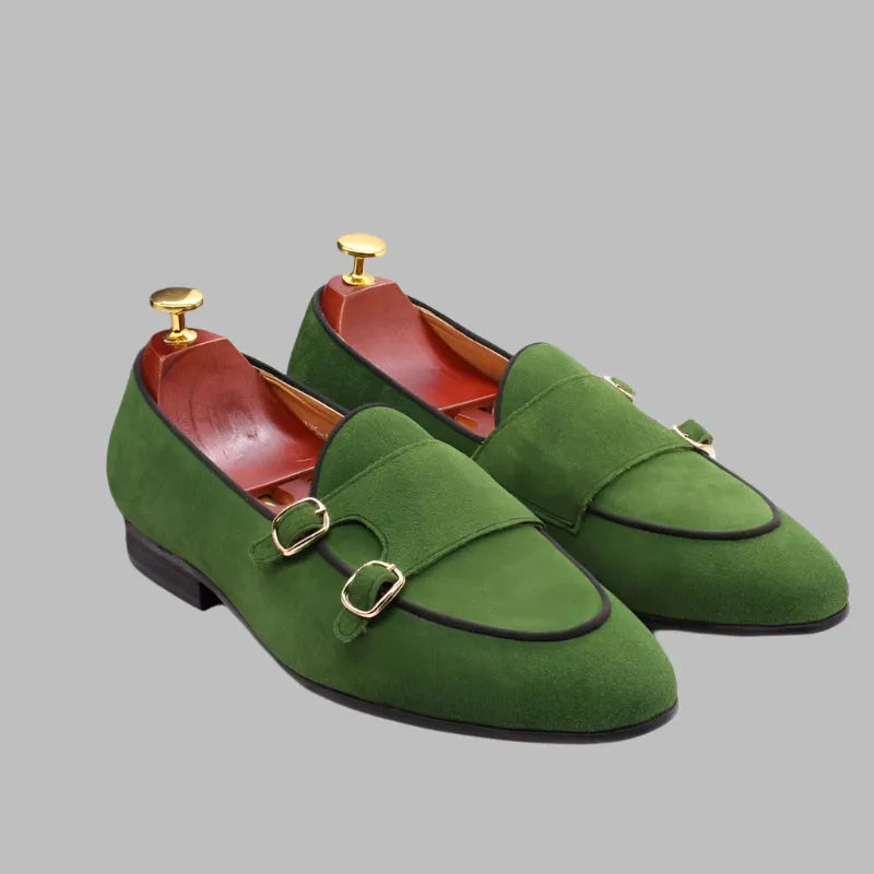 Men Apron Toe Dress Loafers - Buckles Monk Strap Formal Dress Shoes