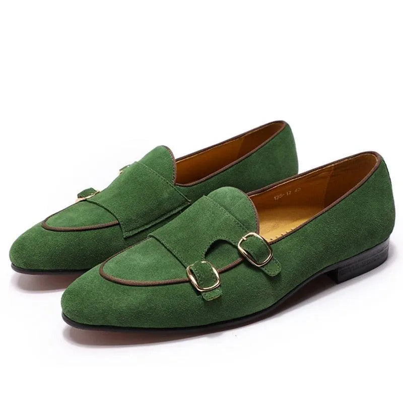 Men Apron Toe Dress Loafers - Buckles Monk Strap Formal Dress Shoes