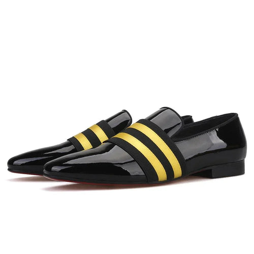 Men Dress Apron Toe Loafers - Slip-On Flat Formal Dress Shoes