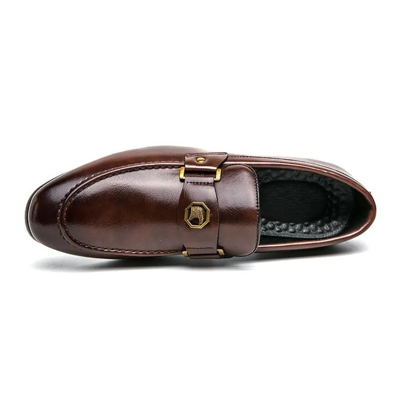 Men Horse Bit Dress Loafers - Slip-On Formal Dress Shoes