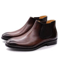 Men's Boots - Block Ankle Boots - Leather