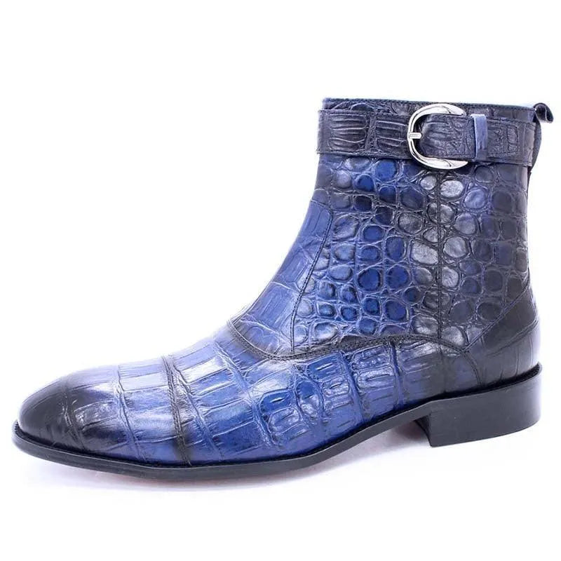 Men's Boots - Winter Block Ankle Boots - Leather