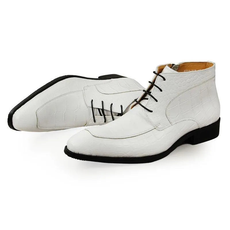Men's Boots - Winter Block Ankle Boots - Leather