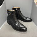 Men's Boots - Winter Block Ankle Boots - Leather