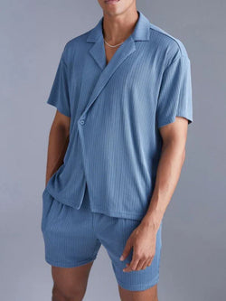 Men’s Collared Shirt and Shorts Set - Guocali