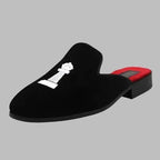 Unisex Velvet Chess Embroidery Slip-On Loafers