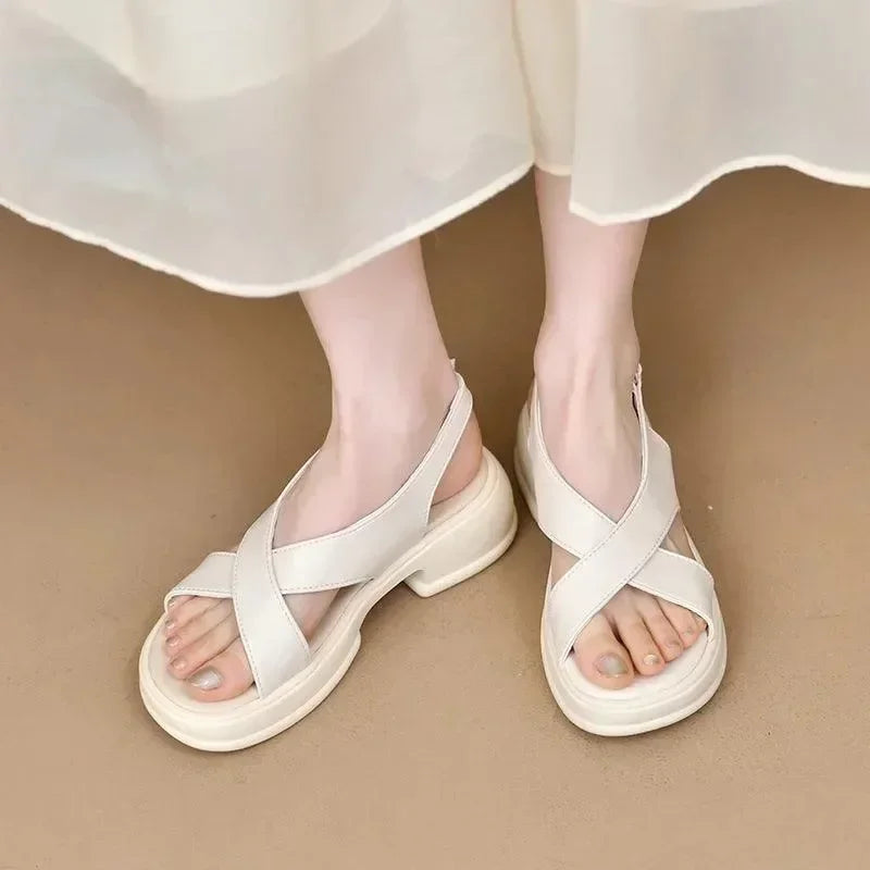 Women Back Strap Block Heel Sandals