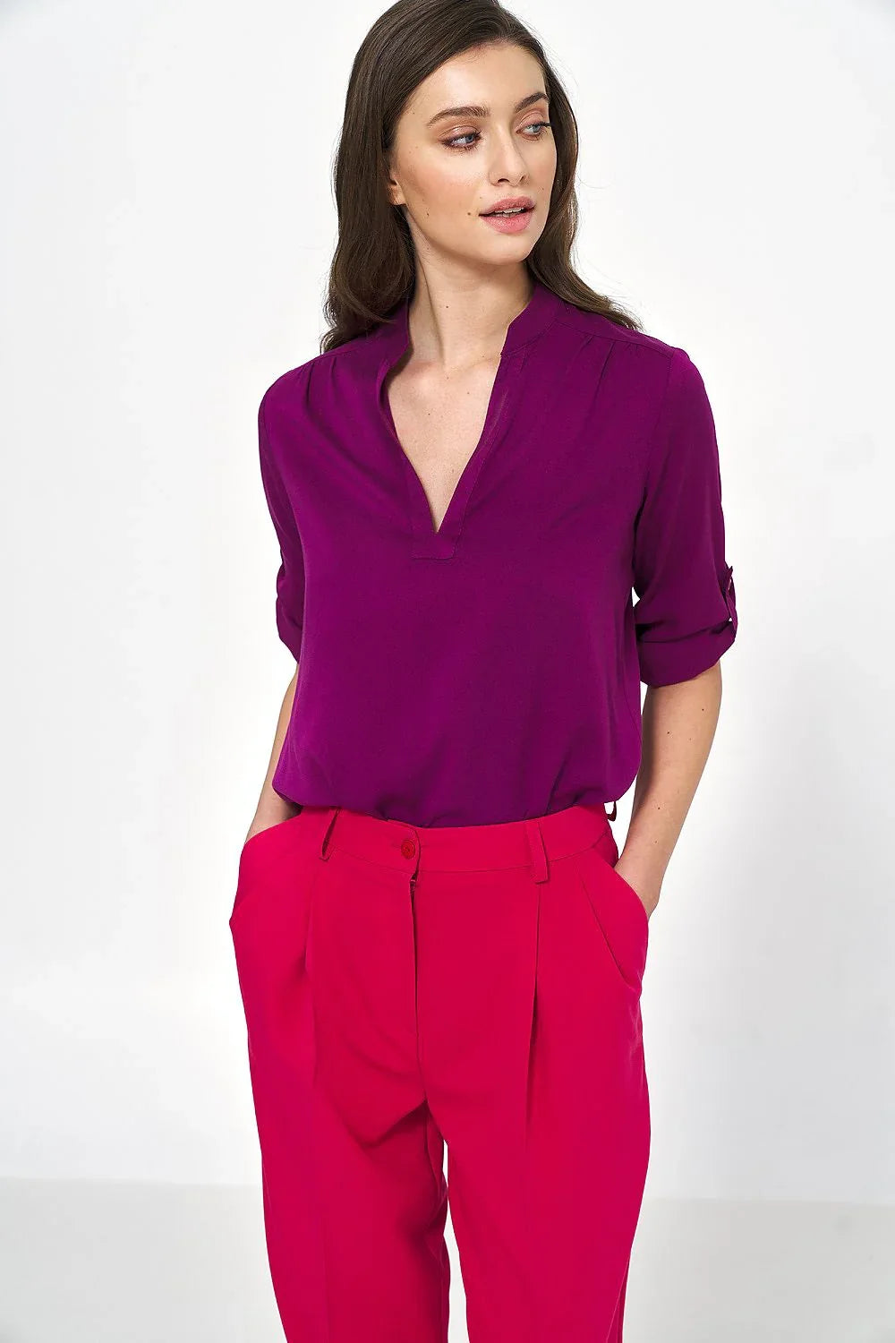 Women Blouse – Lightweight – Rolled-Up Sleeves