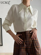 Women Blouse – Ruffle Detail – Puff Sleeves - Cream White