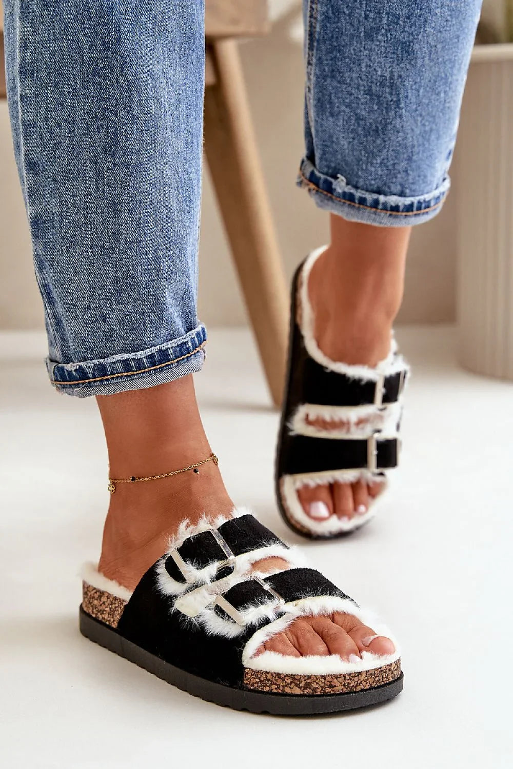 Women Buckle Platform Lounge Slippers