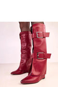 Women Buskin Boots - High Wedge Shoes - Guocali