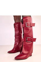 Women Buskin Boots - High Wedge Shoes - Guocali