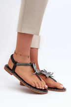 Women Floral Buckle Flat Sandals