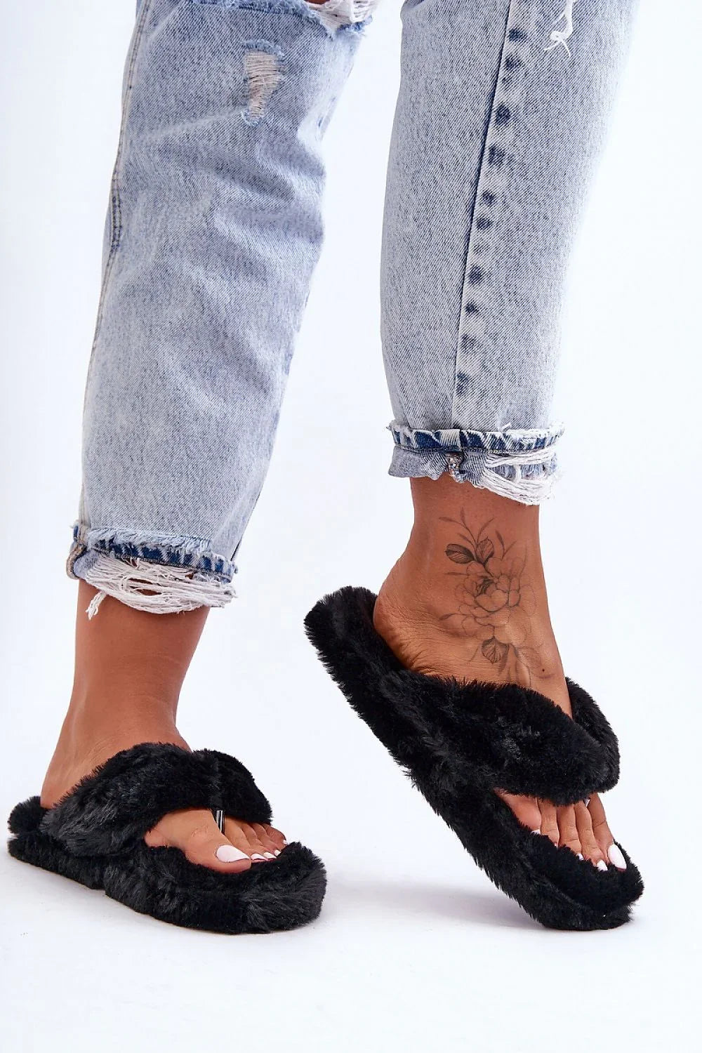 Women Fur Platform Japanese Flip Flops