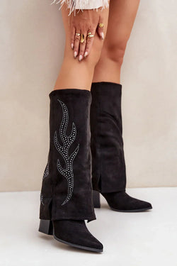 Women Heel Boots - High Block Shoes - Guocali