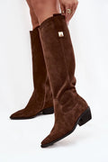 Women Heel Boots - Low Cuban Shoes