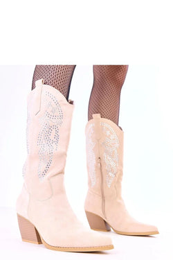 Women Heel Boots - Mid Block Shoes - Guocali