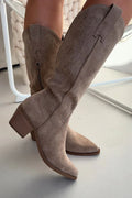 Women Heel Boots - Mid Cuban Shoes - Guocali