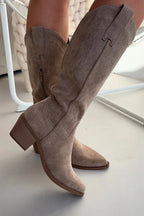 Women Heel Boots - Mid Cuban Shoes - Guocali