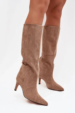 Women Heel Boots - Mid Stiletto Shoes - Guocali