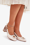 Women Leather Block Heel Square Toe Sandals