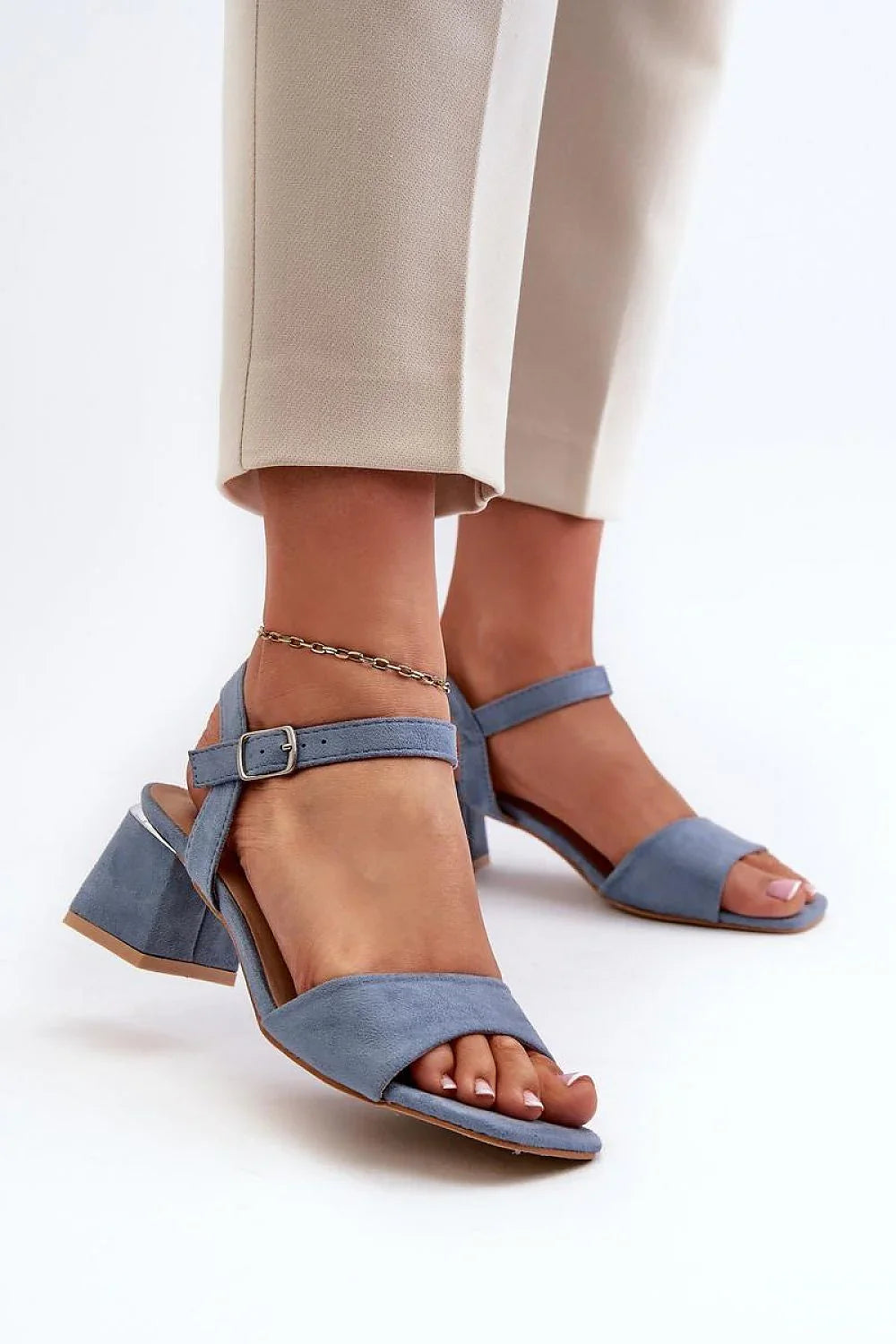 Women Mid Block Heel Strap Sandals