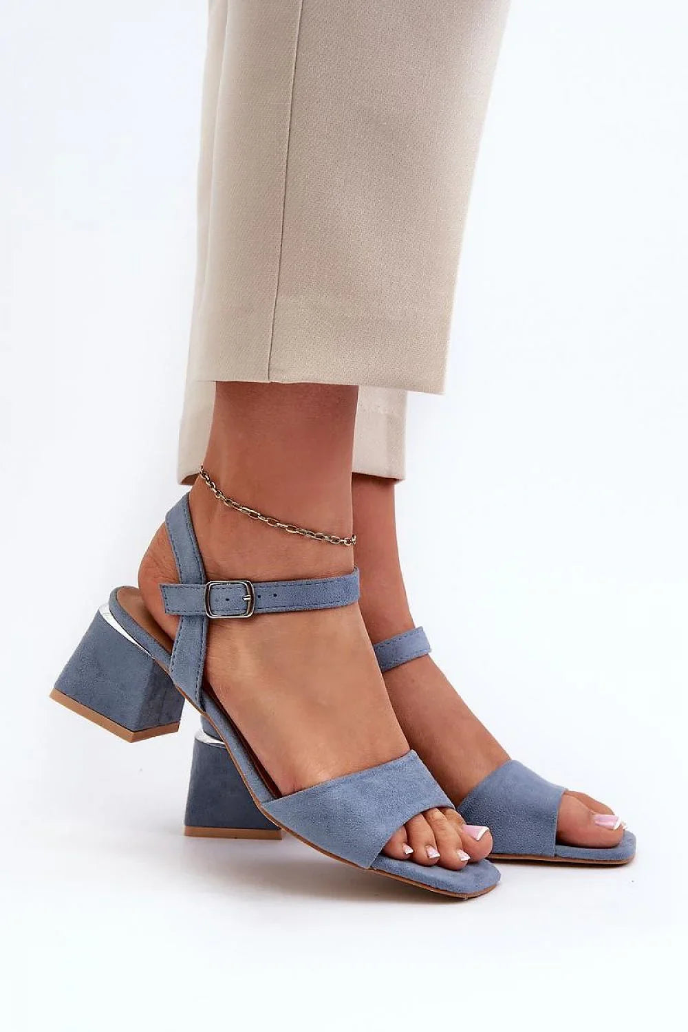 Women Mid Block Heel Strap Sandals