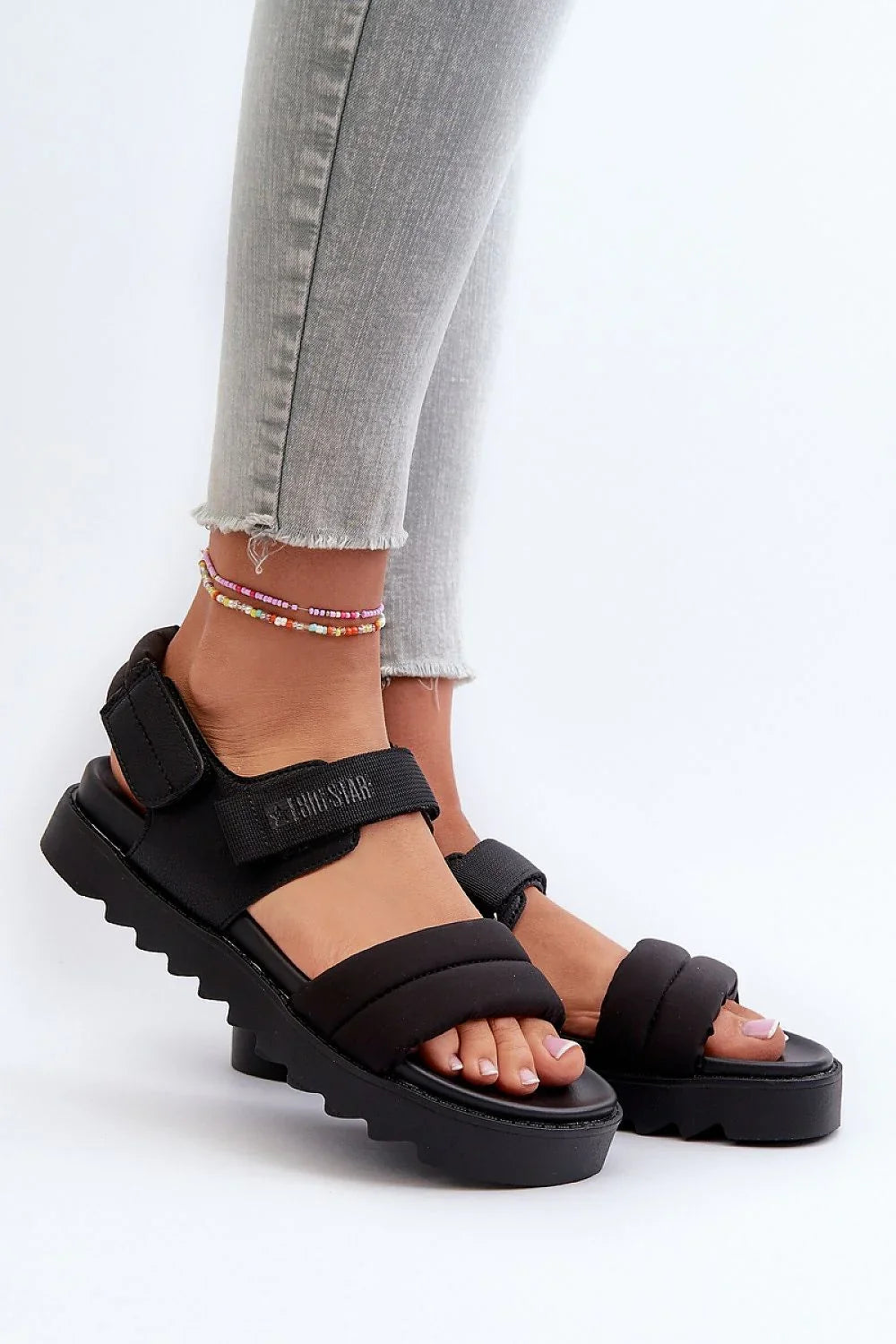 Women Mid Platform Velcro Comfort Sandals