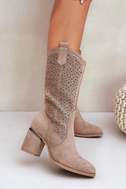 Women Open Work Boots - High Block Shoes - Guocali