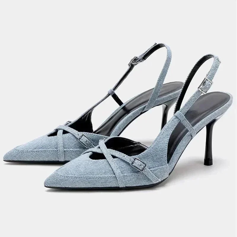 Women Pointed Toe Ankle Strap Stiletto Heels