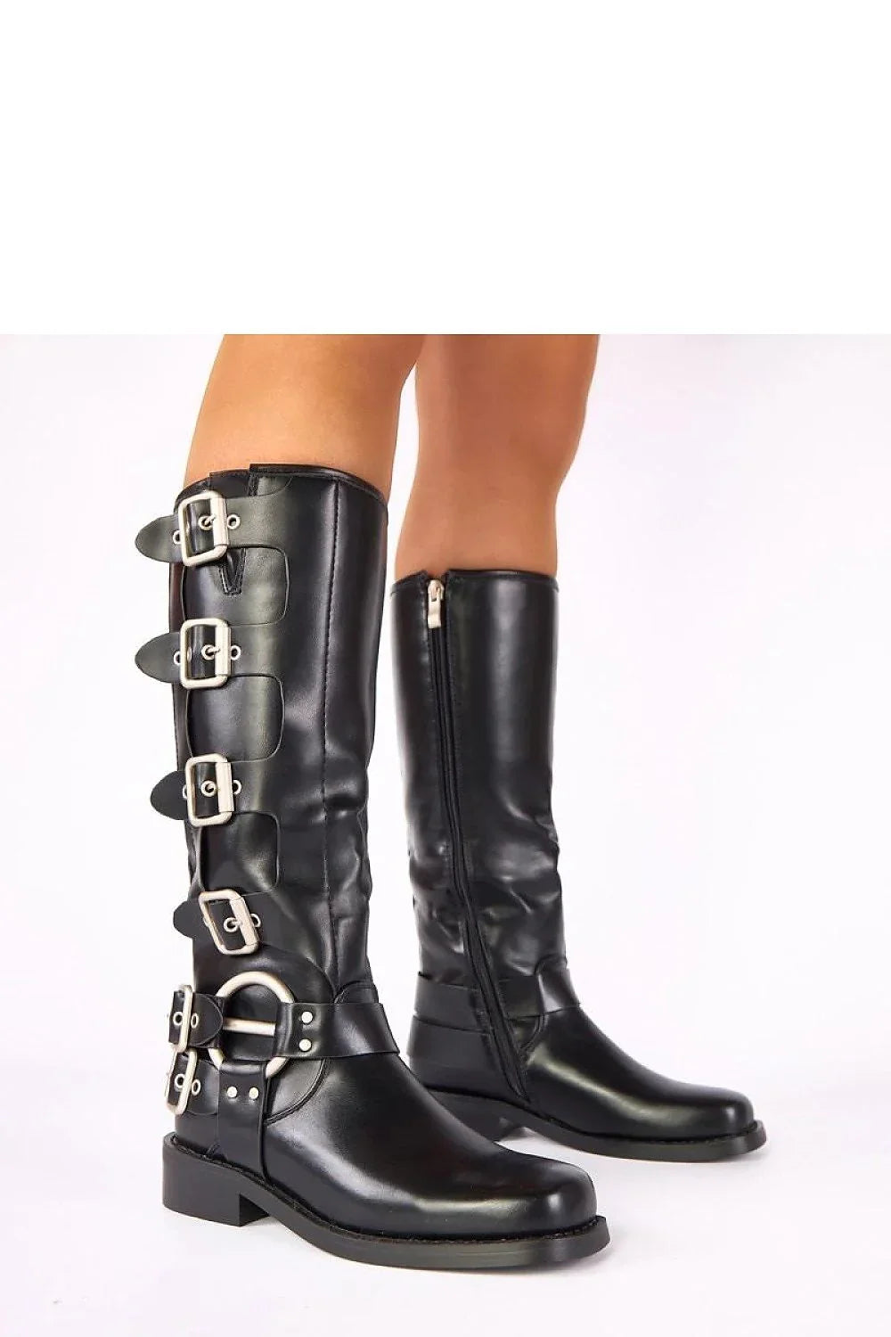 Women Thigh High Boots - Flat Block Shoes