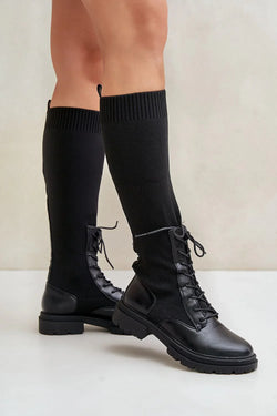 Women Thigh High Boots - Low Block Shoes - Guocali