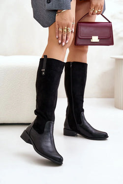 Women Thigh High Boots - Low Block Shoes - Guocali