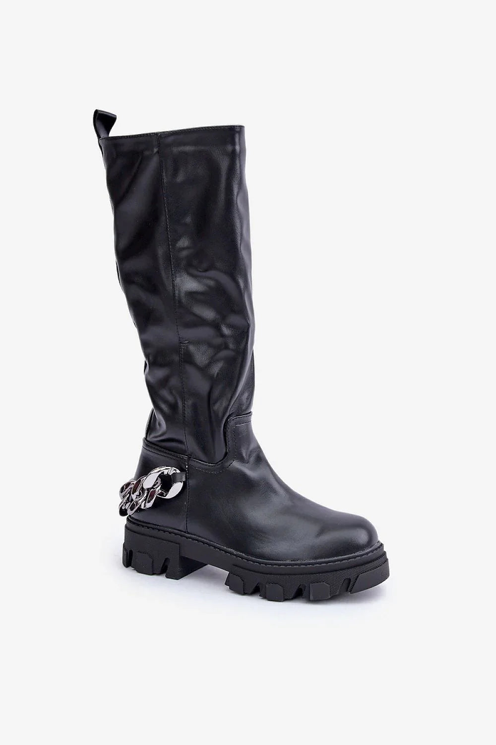 Women Thigh High Boots - Low Chunky Shoes