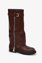 Women Thigh High Boots - Low Flat Shoes