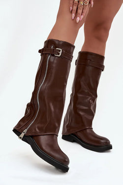 Women Thigh High Boots - Low Flat Shoes - Guocali