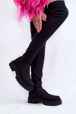 Women Thigh High Boots - Low Platform Shoes - Guocali