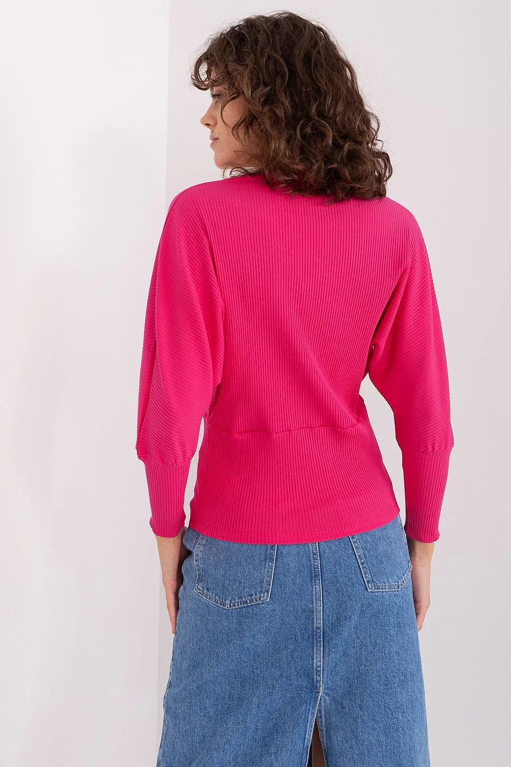 Women's Batwing-Sleeve Blouse - Textured Waist Length