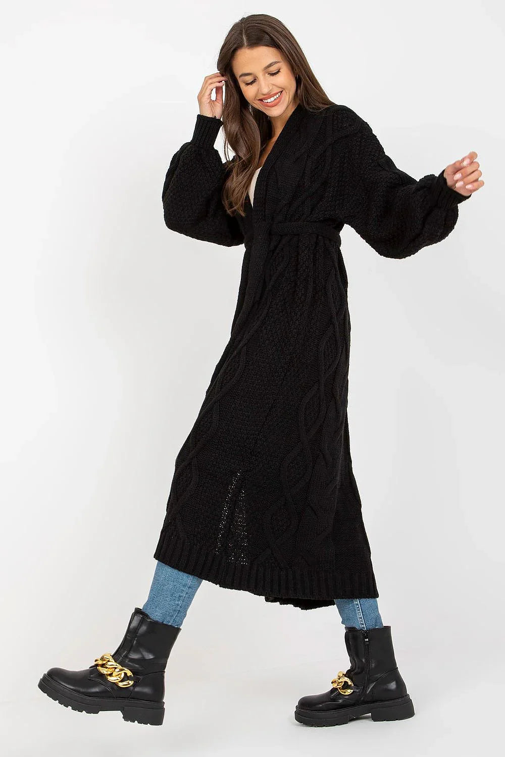 Women's Cable Knit Wool Cardigan Sweater