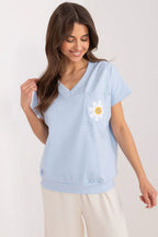 Women's Casual Blouse - Embroidered Hip Length