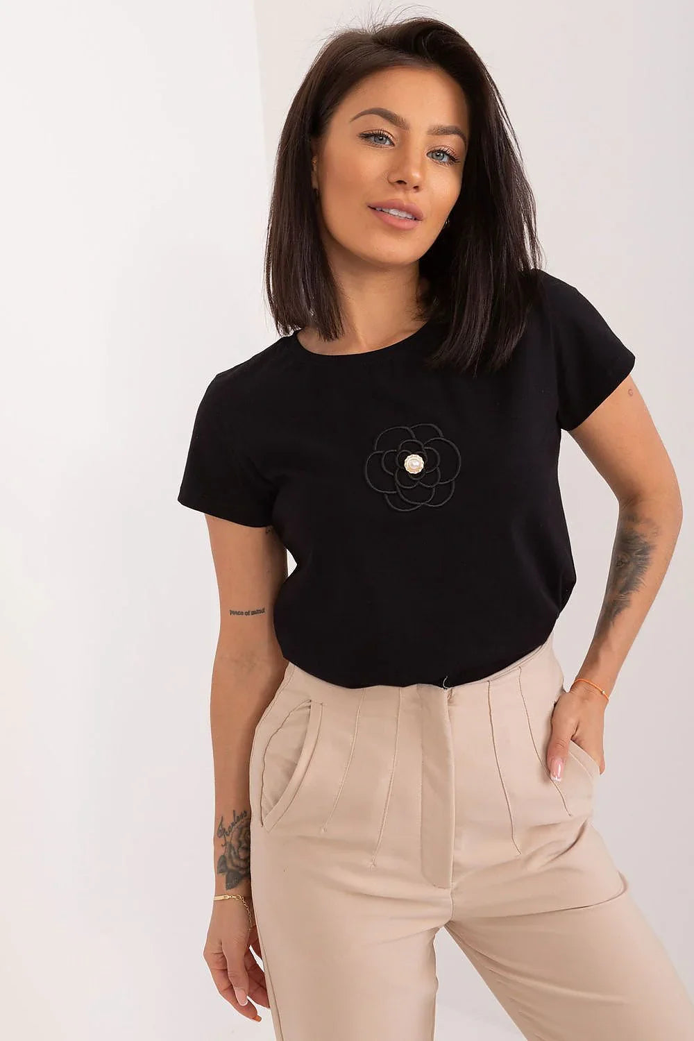 Women's Casual Blouse - Embroidered Waist Length