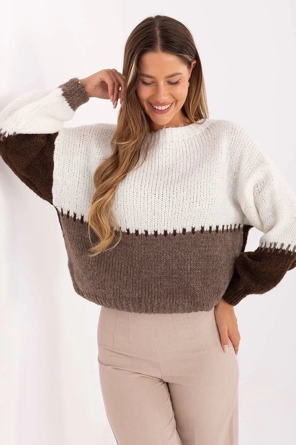Women's Classic Striped Crew Neck Pullover Sweater