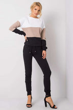 Women’s Colorblock Sweatshirt and Tapered Pants Set - Guocali