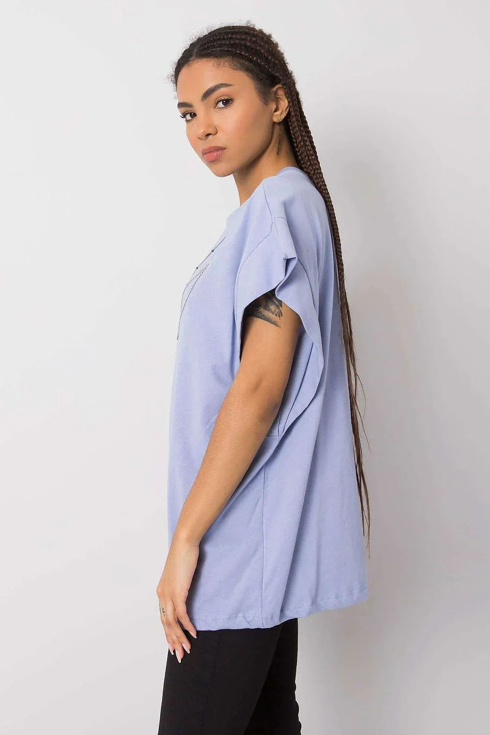 Women's Cotton Blouse - Solid Hip Length