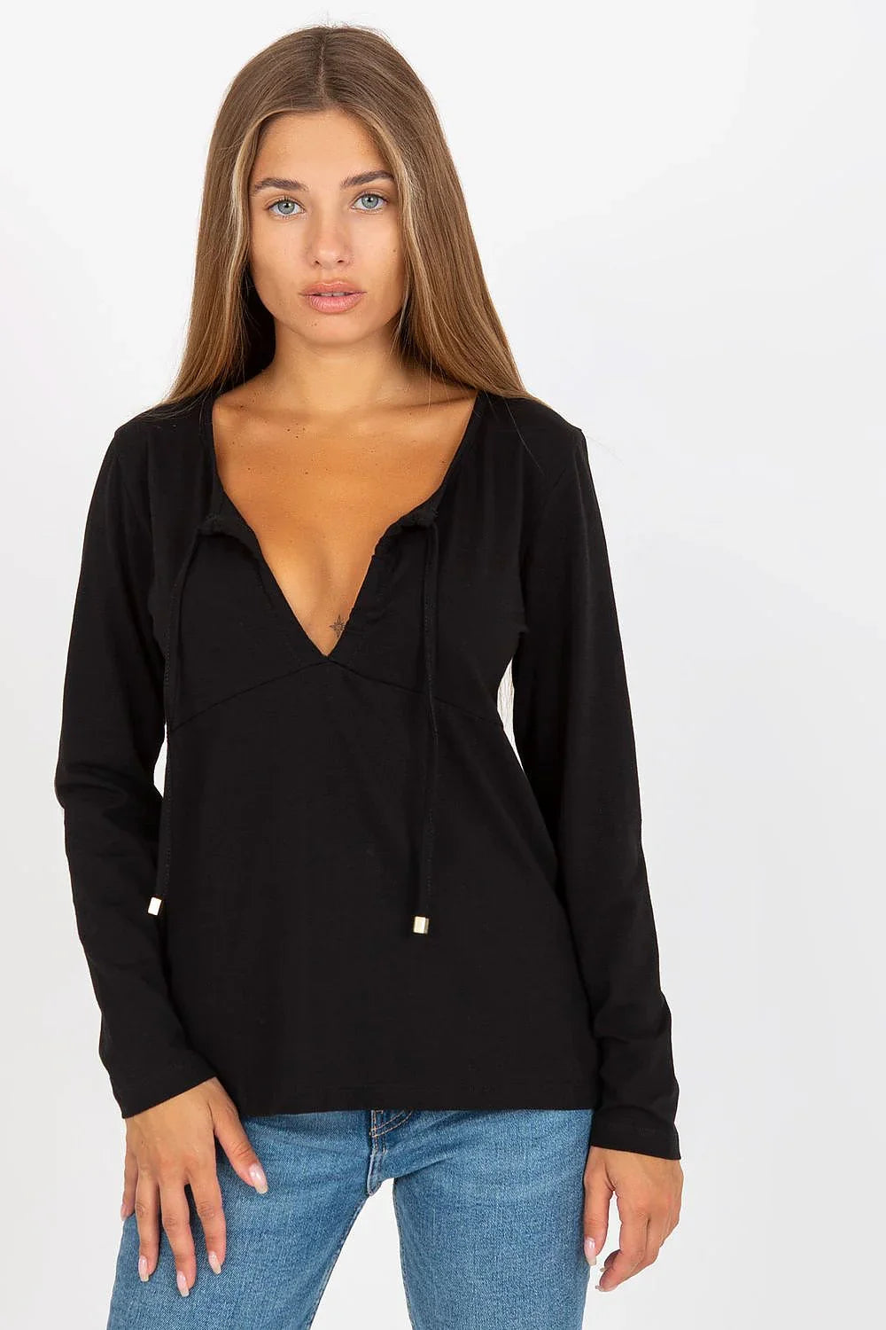 Women's Cotton Blouse - Solid Hip Length